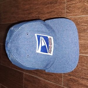 Vtg USPS United States Postal Service Trucker Mesh Snapback Sky Blue Hat Cap…